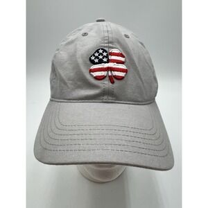 Black Clover USA Flag Clover Gray Adjustable Strapback Hat Cap